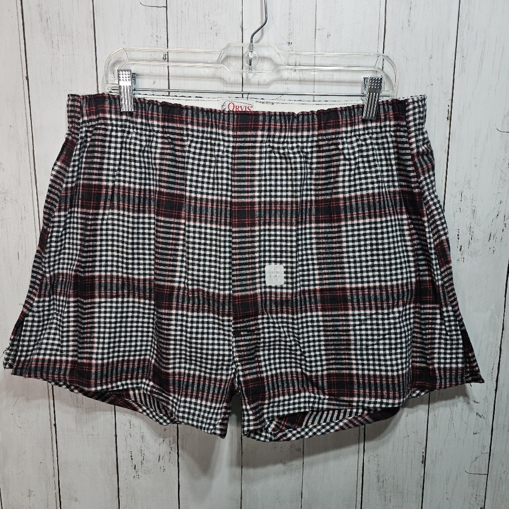 New Vintage Orvis Men's Plaid Flannel Boxers Underwear Size XL Made In USA.